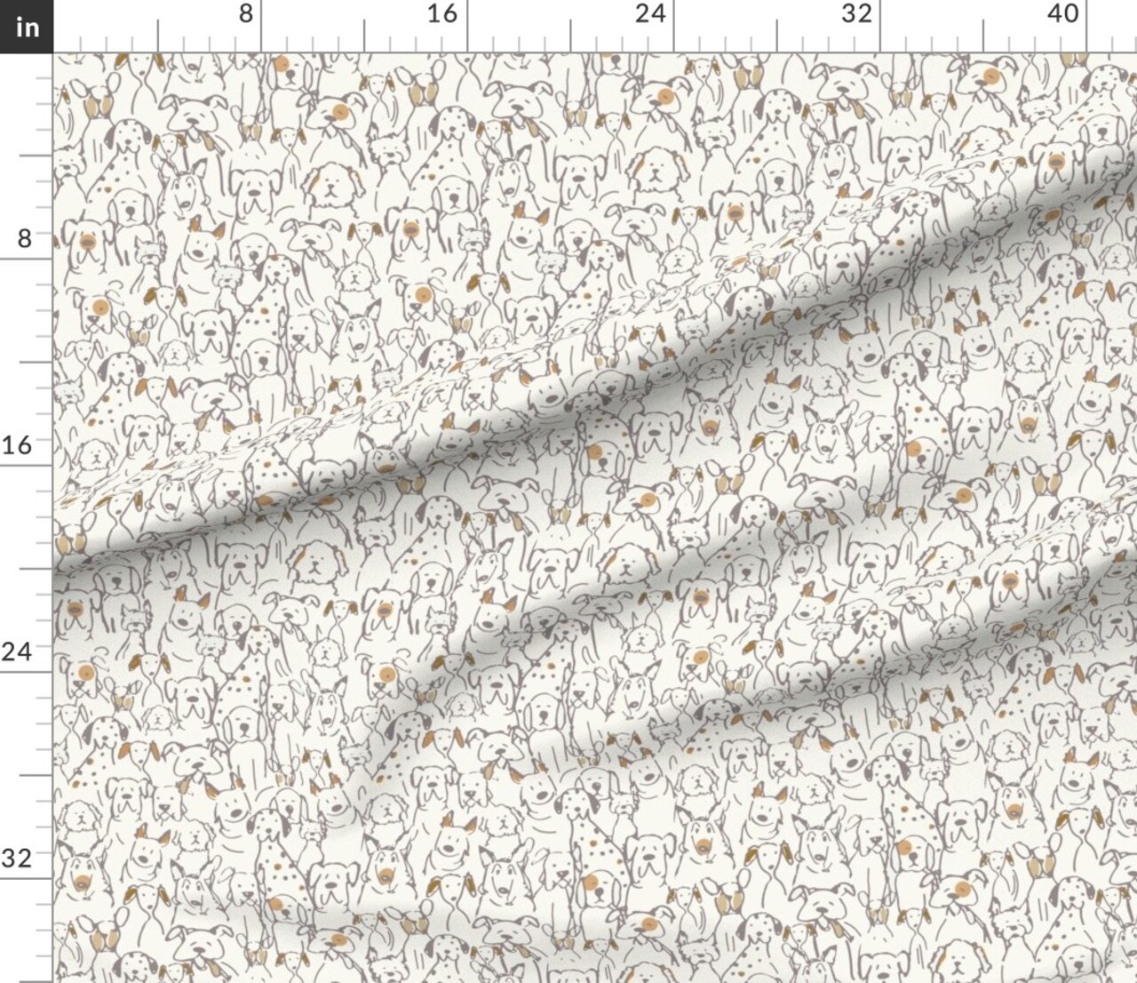 Whimsical Dog Animal Lover Rescue Line Art Neutral Dogs Puppy Pet Custom Printed Fabric by Spoonflower Various Fabrics by the Yard or Fat Quarter